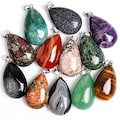 Grade AA Genuine Natural Teardrop Gemstone Pendant, 32X20X10MM / 32X20X11MM ,Healing Crystal Top Drilled Point Pendant Necklace