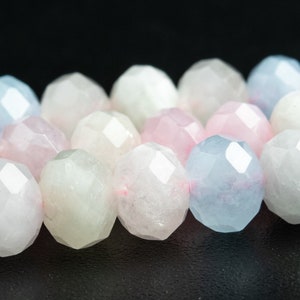 6x4MM Beryl Morganite Aquamarine Beads Grade A Genuine Natural Gemstone Faceted Rondelle Loose Beads 15&quot; /7.5&quot;Bulk Lot Options (118449)