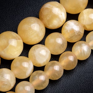 Honey Yellow Calcite Beads Genuine Natural Grade AA Gemstone Round Loose Beads 4MM 6MM 8MM 10MM 11-12MM Bulk Lot Options