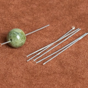 30x0.5MM Sterling Silver Head Pin Flat End 10 Pcs Solid Silver (64778-2172)