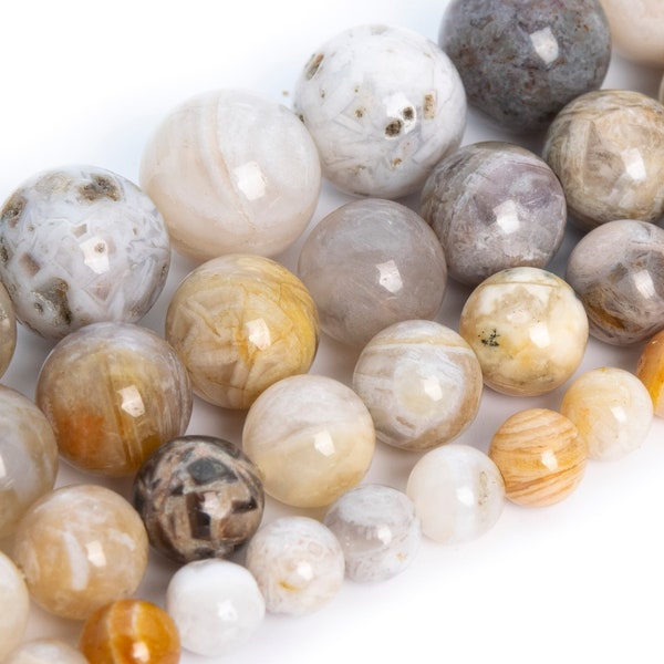 Bamboo Agate Beads Grade AAA Genuine Natural Gemstone Round Loose Beads 4MM 6MM 8MM 10MM 12MM Bulk Lot Options