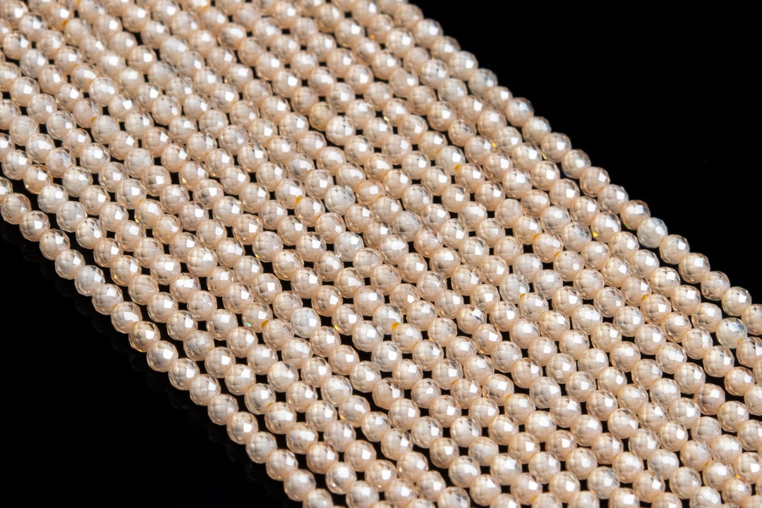 2MM Faint Pink Cubic Zirconia Beads Grade AAA Full Strand Faceted Round
