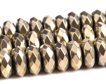 7x3MM Champagne Gold Hematite Beads AAA Natural Gemstone Faceted Rondelle Loose Beads 15" / 7" Bulk Lot Options (101681)