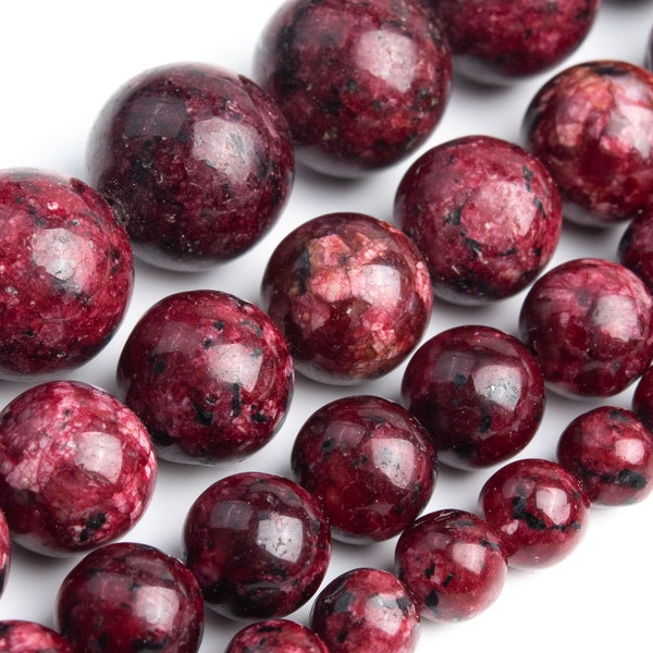 Deep Purple Red Jade Beads Grade AA Gemstone Round Loose Beads 6MM 8MM 10MM 12MM Bulk Lot Options