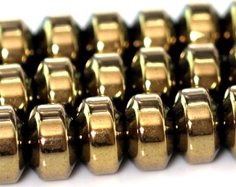 6 cuentas de hematita color champán dorado de 3 mm, grado AAA, redondas, sueltas, 15,5"/7,5", lotes al por mayor (101394)