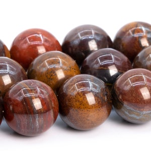 10MM Dark Red Tiger Iron Beads Grade AA Genuine Natural Gemstone Full Strand Round Loose Beads 15&quot; BULK LOT 1,3,5,10 and 50 (104760-1288)