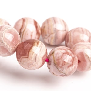 NUR EIN 11–12 mm großes argentinisches Rhodochrosit-Perlen-Milchrosa-Armband, Güteklasse A, echter natürlicher runder Edelstein, 20,3 cm (123472h-1899)