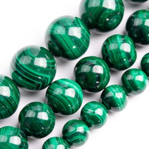 Deep Green Malachite Beads Genuine Natural Grade AA Gemstone Round Loose Beads 4MM 6MM 8MM 10MM Bulk Lot Options