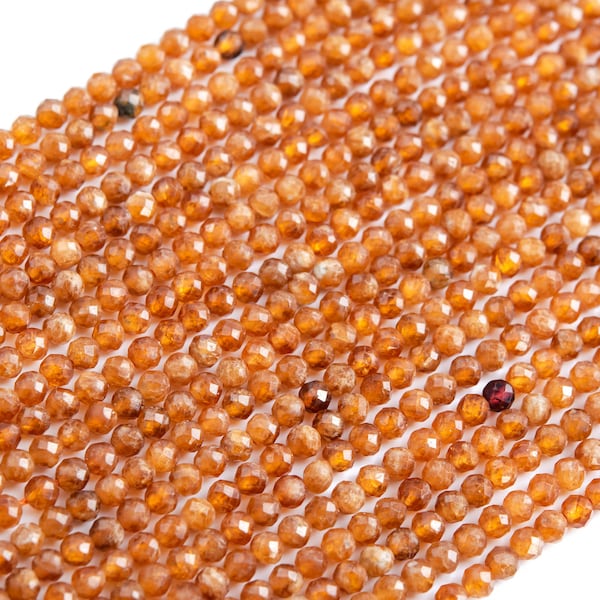 3MM Orange Garnet Beads Grade AA Genuine Natural Gemstone Full Strand Faceted Round Loose Beads 15.5" Bulk Lot Options (117634-3967)