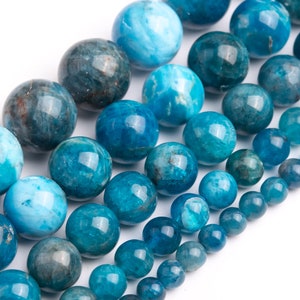 Blue Apatite Beads Genuine Natural Grade A Gemstone Round Loose Beads 4MM 6MM 8MM 10MM 12MM Bulk Lot Options