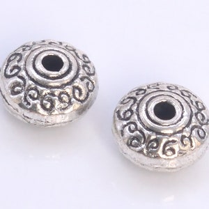 Soucoupe tibétaine argentée antique, perles d'espacement, 30 pcs, options de lot en gros 61355-2033 image 2