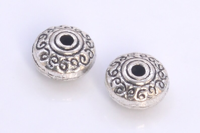 Soucoupe tibétaine argentée antique, perles d'espacement, 30 pcs, options de lot en gros 61355-2033 image 2
