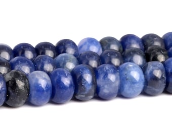 Cuentas de sodalita de grado AAA, gema natural auténtica, cuentas sueltas redondas de 6 mm y 8 mm. Opciones de lote a granel.