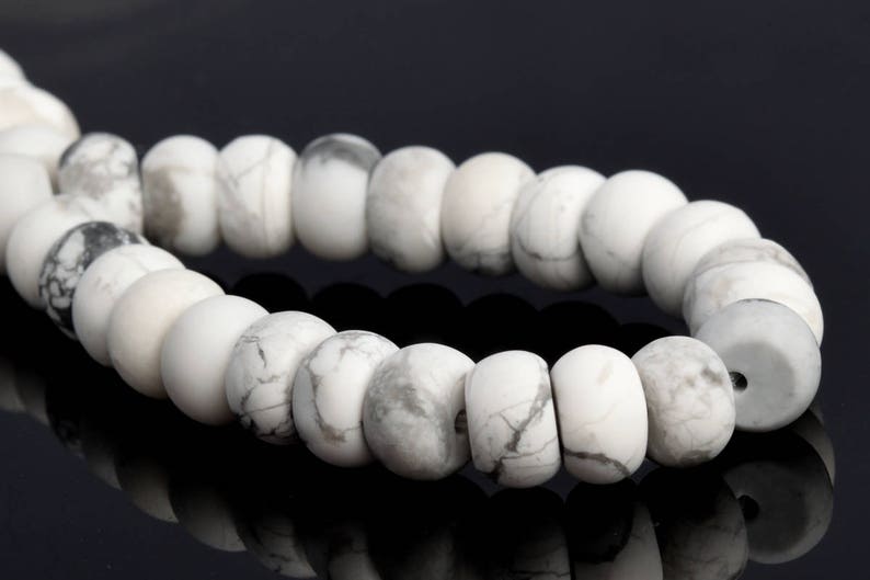 8x5MM Matte White Howlite Beads Grade AAA Genuine Natural Gemstone Full Strand Rondelle Loose Beads 15 7.5 Bulk Lot Options 103501