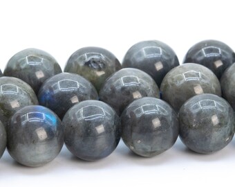 Perles de labradorite grise 9-10 mm de Madagascar, véritables pierres précieuses naturelles, brins ronds, 15 pouces (115933-3924)