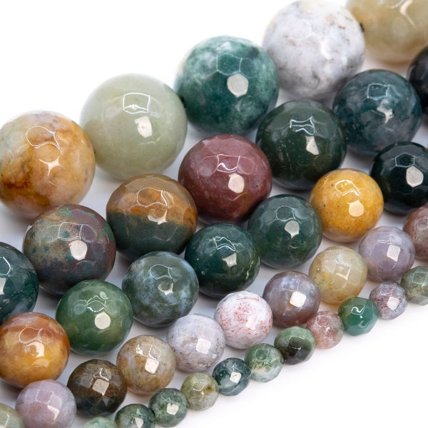 Indian Agate Beads Grade AAA Genuine Natural Gemstone Micro Faceted Round Loose Beads 6MM 8MM 10MM 12MM Bulk Lot Options