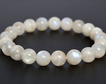 9-10MM Milky Rainbow Moonstone Beads AB Genuine Natural Gemstone Half Strand Round Loose Beads 7.5" (104193h-1138)