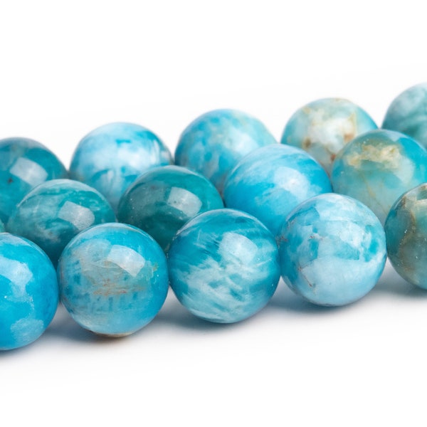 Aqua Blue Apatite Beads Genuine Natural Grade AB Gemstone Round Loose Beads 6MM 7MM Bulk Lot Options