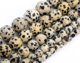 Black Spot & Beige Dalmatian Jasper Beads Grade AAA Genuine Natural Gemstone Micro Faceted Round Loose Beads 6MM 8MM 10MM Bulk Lot Options