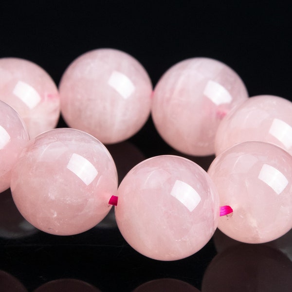 12MM Madagascar Rose Quartz Beads Faint Pink Bracelet Grade AAA Genuine Natural Round Gemstone 7.5" (121670h-3646)