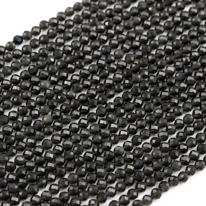 3MM Rainbow Obsidian Beads Grade A Genuine Natural Gemstone Full Strand Faceted Round Loose Beads 15.5&quot; Bulk Lot Options (117647-3968)