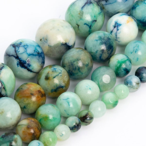 Chrysocolla Azurite Beads Genuine Natural Grade AAA Gemstone Round Loose Beads 4MM 6MM 8MM 10MM Bulk Lot Options