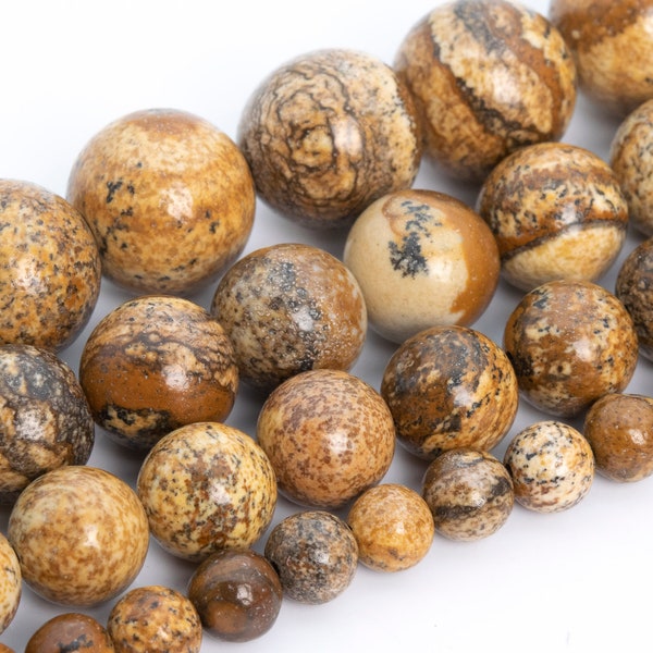 Picture Jasper Beads Grade AAA Genuine Natural Gemstone Round Loose Beads 4MM 6MM 8MM 10MM 12MM Bulk Lot Options