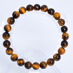 8MM Yellow Tiger Eye Beads Bracelet Grade A Genuine Natural Round Gemstone 7&quot; Bulk Lot Options (106606h-2013)