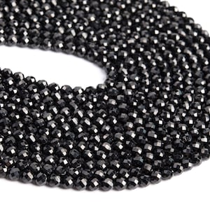 4MM Black Spinel Beads Grade AAA Genuine Natural Gemstone Full Strand Faceted Round Loose Beads 15 Bulk Lot Options 107446-2380 image 2