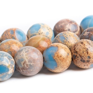 8MM Icy Blue Sea Sediment Imperial Jasper Beads Grade AAA Natural Gemstone Round Loose Beads 15&quot; BULK LOT 1,3,5,10 and 50 (102758-601)