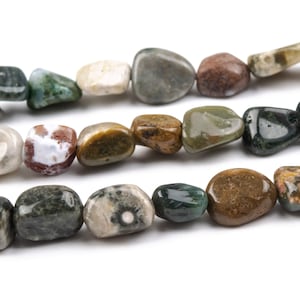 7-9MM Ocean Jasper Beads Pebble Nugget Grade AA Genuine Natural Gemstone Beads 15.5&quot;/7.5&quot; Bulk Lot Options (108418)