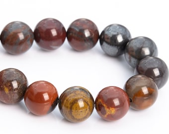 8MM Dark Red Tiger Iron Beads Grade AA Genuine Natural Gemstone Half Strand Round Loose Beads 7.5" BULK LOT 1,3,5,10 and 50 (104500h-1226)