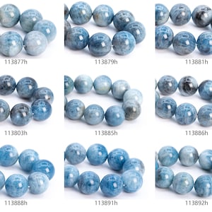 Brazil Aquamarine Biotite Inclusion Beads 7.5&quot;/8&quot;/8.5&quot;/9&quot; Bracelet Genuine Natural Round Gemstone Beads