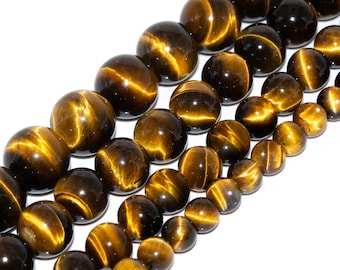 Yellow Tiger Eye Beads Grade AAA Genuine Natural Gemstone Round Loose Beads 4MM 6MM 8MM 10MM 12MM 16MM Bulk Lot Options