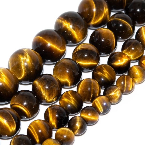 Yellow Tiger Eye Beads Grade AAA Genuine Natural Gemstone Round Loose Beads 4MM 6MM 8MM 10MM 12MM 16MM Bulk Lot Options