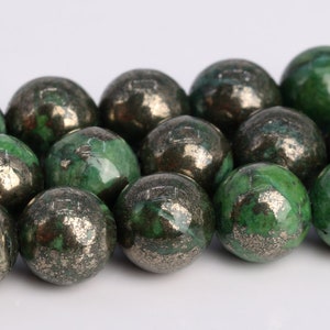 6MM Grass Green Pyrite Beads Grade AAA Natural Gemstone Round Loose Beads 15.5&quot; / 7.5&quot; Bulk Lot Options(104598)