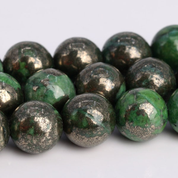 6MM Grass Green Pyrite Beads Grade AAA Natural Gemstone Round Loose Beads 15.5" / 7.5" Bulk Lot Options(104598)