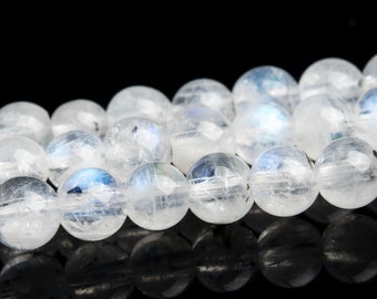 3-4MM Rainbow Moonstone Tourmaline Inclusions Beads Grade AA Genuine Natural Gemstone Full Strand Round Loose Beads 20" (120644-2918)