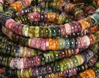 Multicolor Tourmaline Beads 7" 4MM 5MM 6MM Bracelet Genuine Natural Rondelle Gemstone Beads