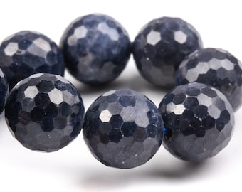 12-13 MM サファイア ビーズ ダークブルー ブレスレット グレード AA