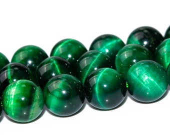 Green Tiger Eye Beads Grade AA Gemstone Round Loose Beads 6MM 8MM 10MM 12MM Bulk Lot Options