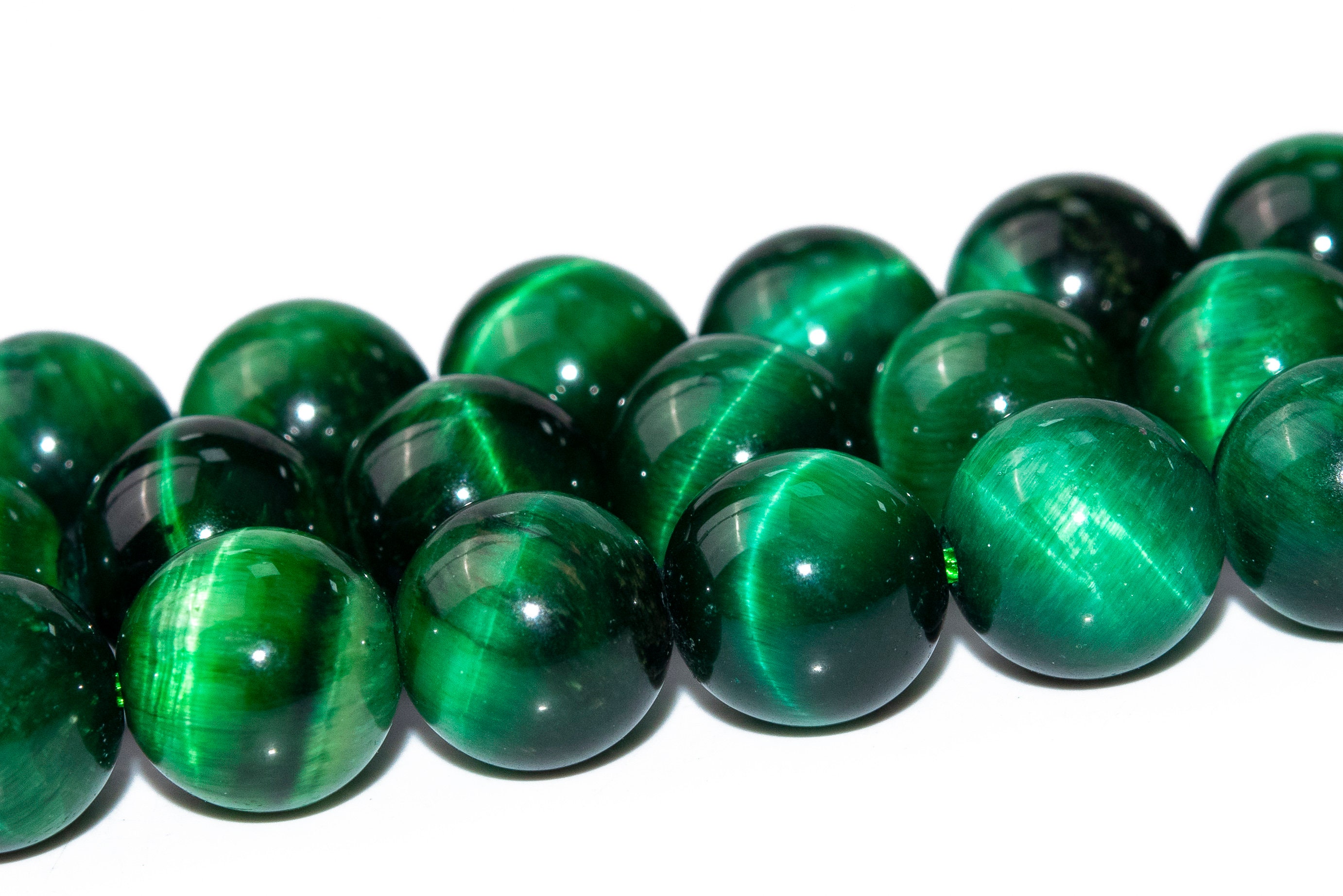 Factory Price Natural Dark Green Cat Eye Stone 4-12 MM Loose Round Beads  For Jewelry Making DIY Bracelets Accessories Wholesale