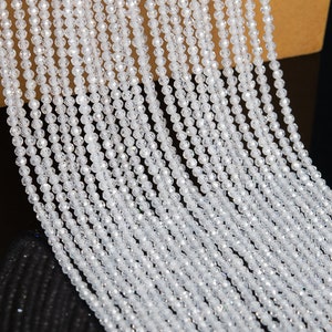 2-3MM Clear Cubic Zirconia Beads Grade AAA Full Strand Faceted Round Loose Beads 15" Bulk Lot Options (110624-3202) image 3