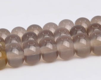 Gray Agate Beads Grade AAA Genuine Natural Gemstone Rondelle Loose Beads 6MM 8MM Bulk Lot Options