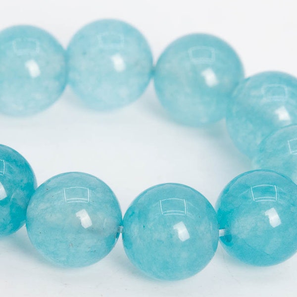 10MM Icy Blue Jade Beads Grade AAA Natural Gemstone Half Strand Round Loose Beads 7" BULK LOT 1,3,5,10 and 50 (101696h-402)