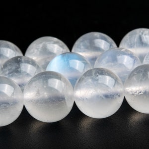 9-10MM Transparent Rainbow Moonstone Beads Grade AAA Genuine Natural Gemstone Round Loose Beads 15.5&quot; / 7.5&quot; Bulk Lot Options (118669)