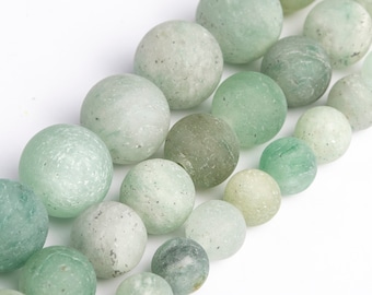 Cuentas de jade africano verde claro mate, auténticas piedras preciosas naturales de grado A, redondas y sueltas, de 6 mm, 8 mm y 10 mm. Opciones de lotes a granel.