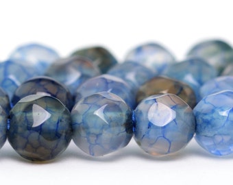 15 "Agate Bleu Foncé Perles Rondes Fissures Perles Perles Boules Granulés Pierre Naturelle Fabrication De Bijoux Bracelet Fabrication De Perles,cristal De Fraise,10mm (environ 36 Pièces