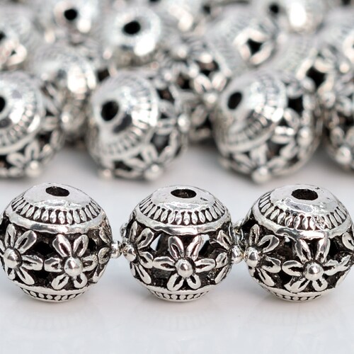 Tibetan Silver Bead Spacer Antique Silver Big Hole 10pcs. 