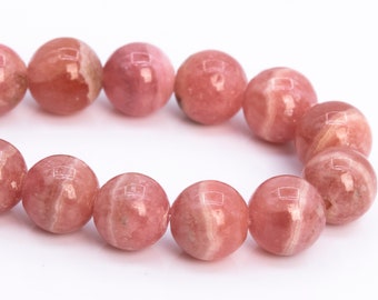 7MM Argentina Rhodochrosite Beads Red Pink Grade AAA Genuine Natural Gemstone Half Strand Round Loose Beads 7" (112043h-3468)